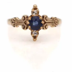 Victorian .34 CTW North South Sapphire Rose Cut Diamond Antique Engagement Ring