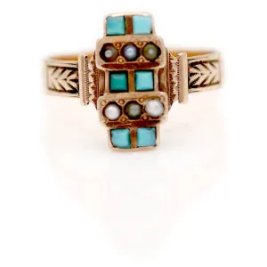 Victorian Turquoise and Pearl Engagement Ring