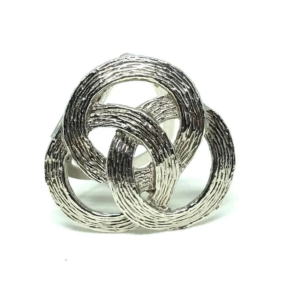 Vintage 1950s Silver Tone Borromean Rings Dress Clip