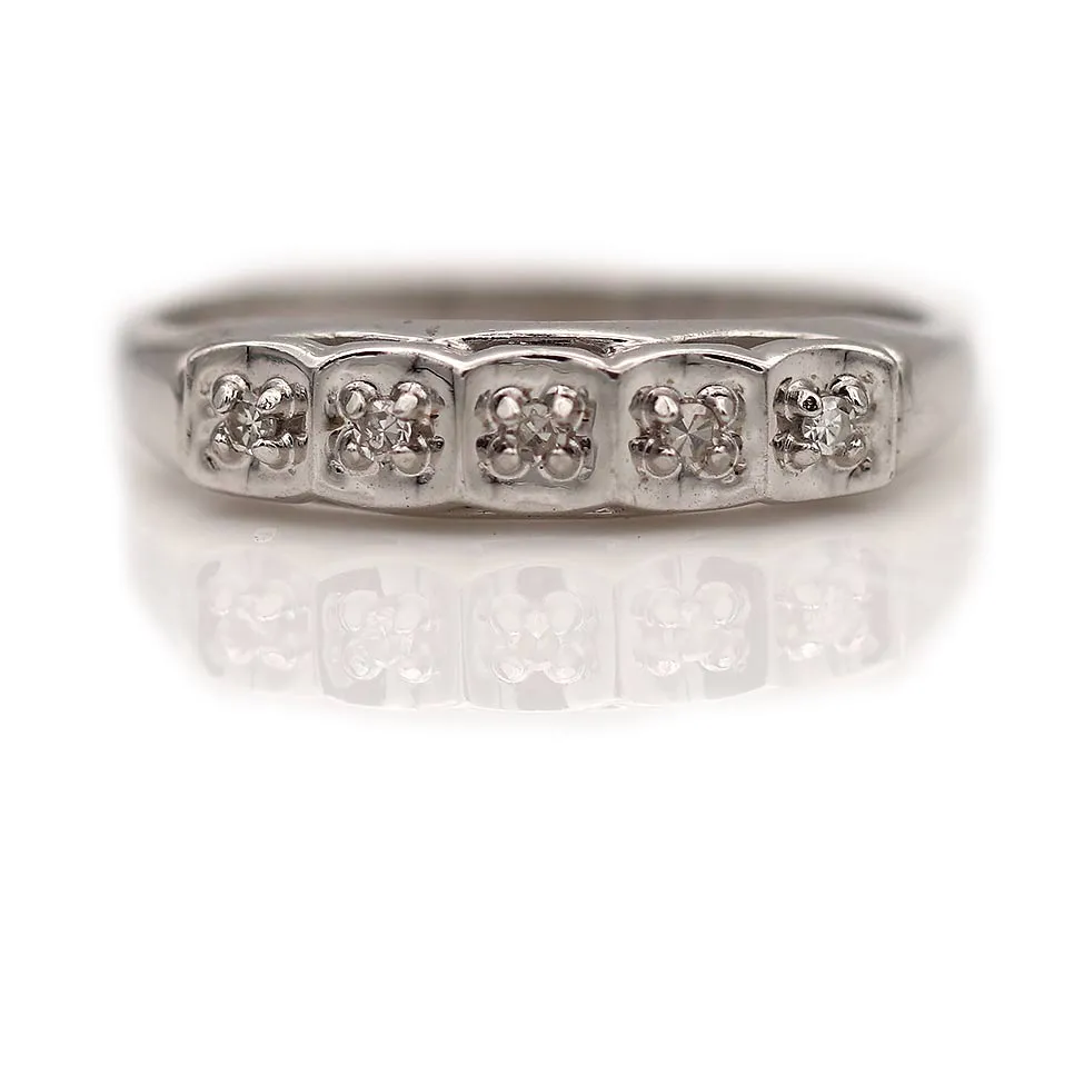 Vintage 1950s Single Cut Diamond Wedding Band