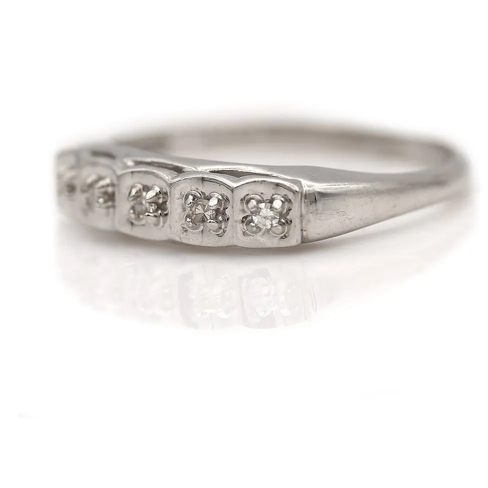 Vintage 1950s Single Cut Diamond Wedding Band
