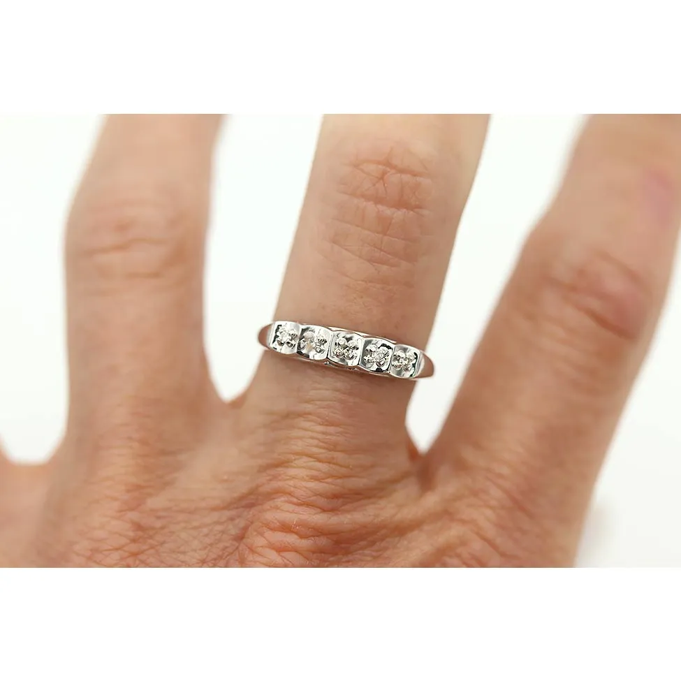 Vintage 1950s Single Cut Diamond Wedding Band