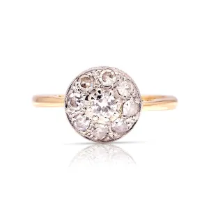 Vintage, Art Deco diamond target cluster ring