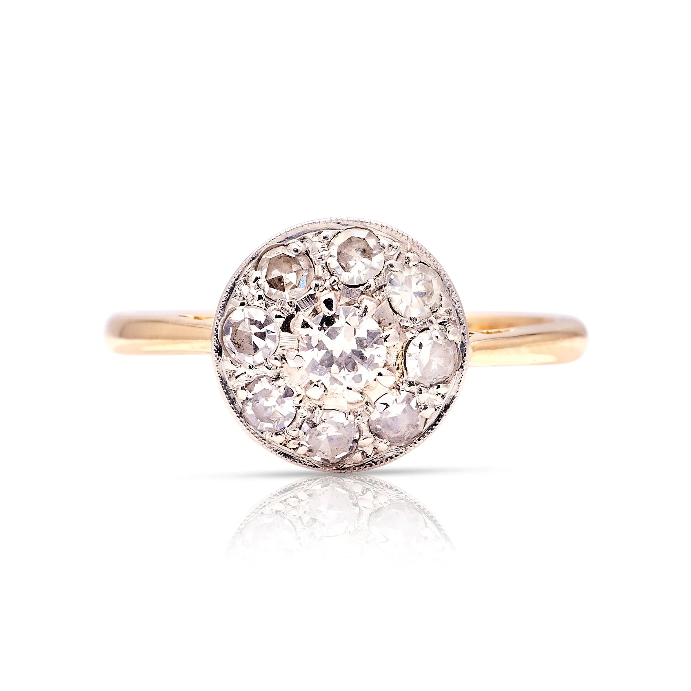 Vintage, Art Deco diamond target cluster ring