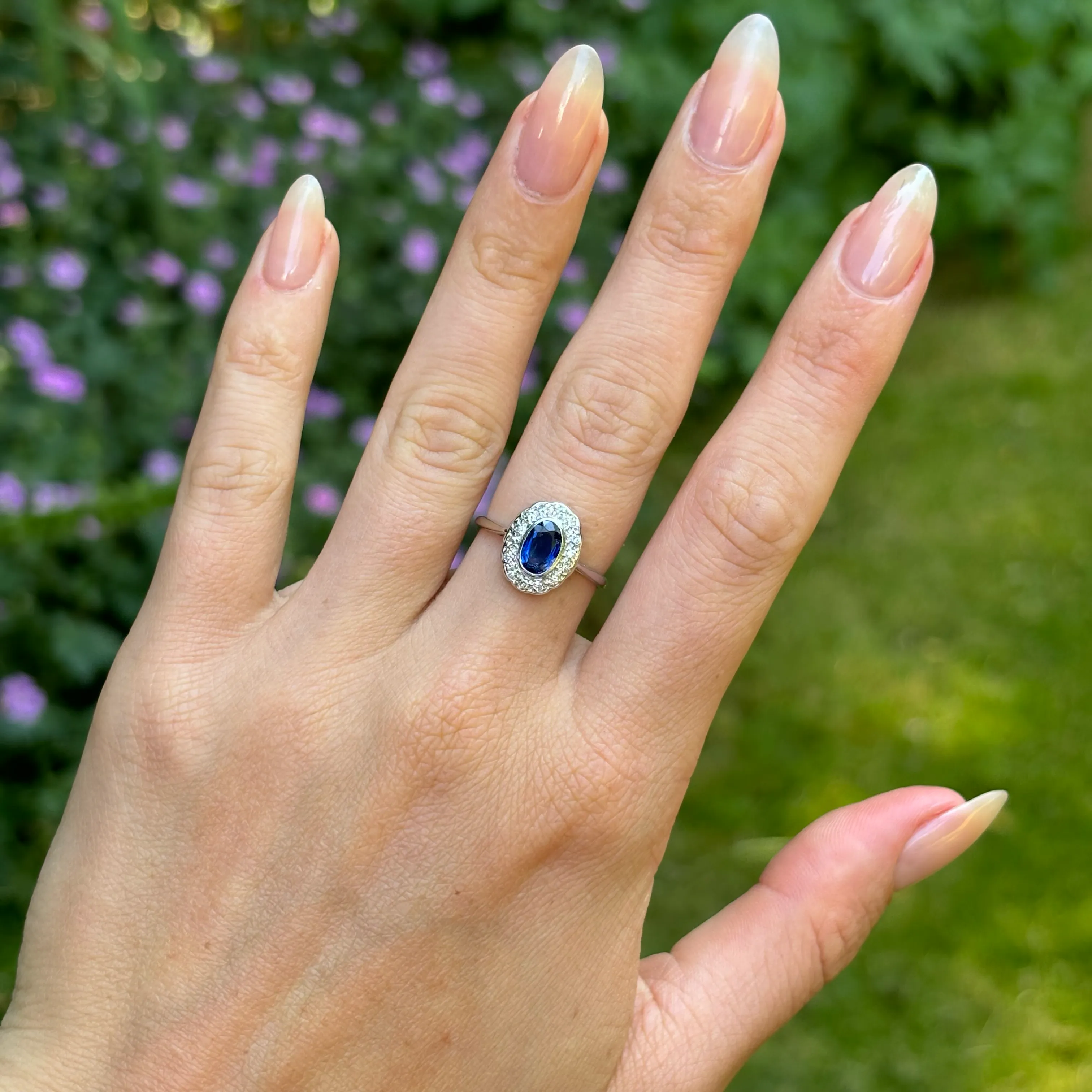 Vintage, Art Deco sapphire & diamond cluster ring, circa 1925