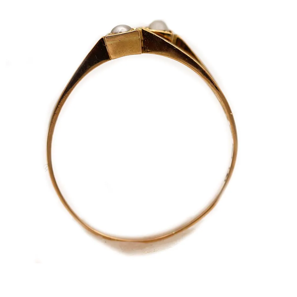 Vintage Dainty Geometric Square Pearl Wedding Ring