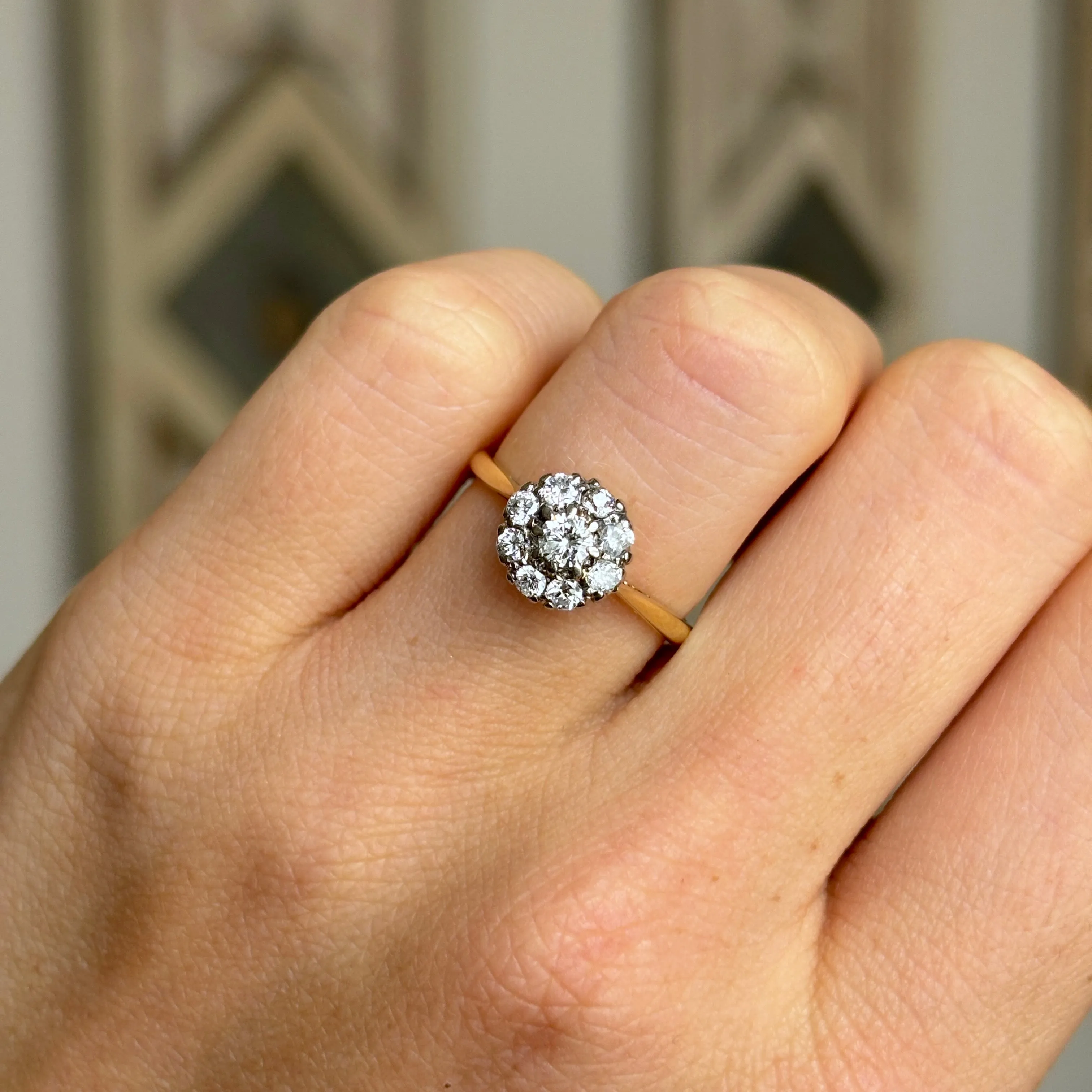 Vintage diamond cluster engagement ring