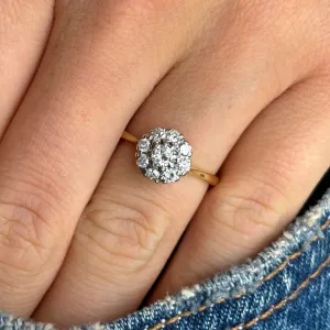 Vintage diamond cluster engagement ring