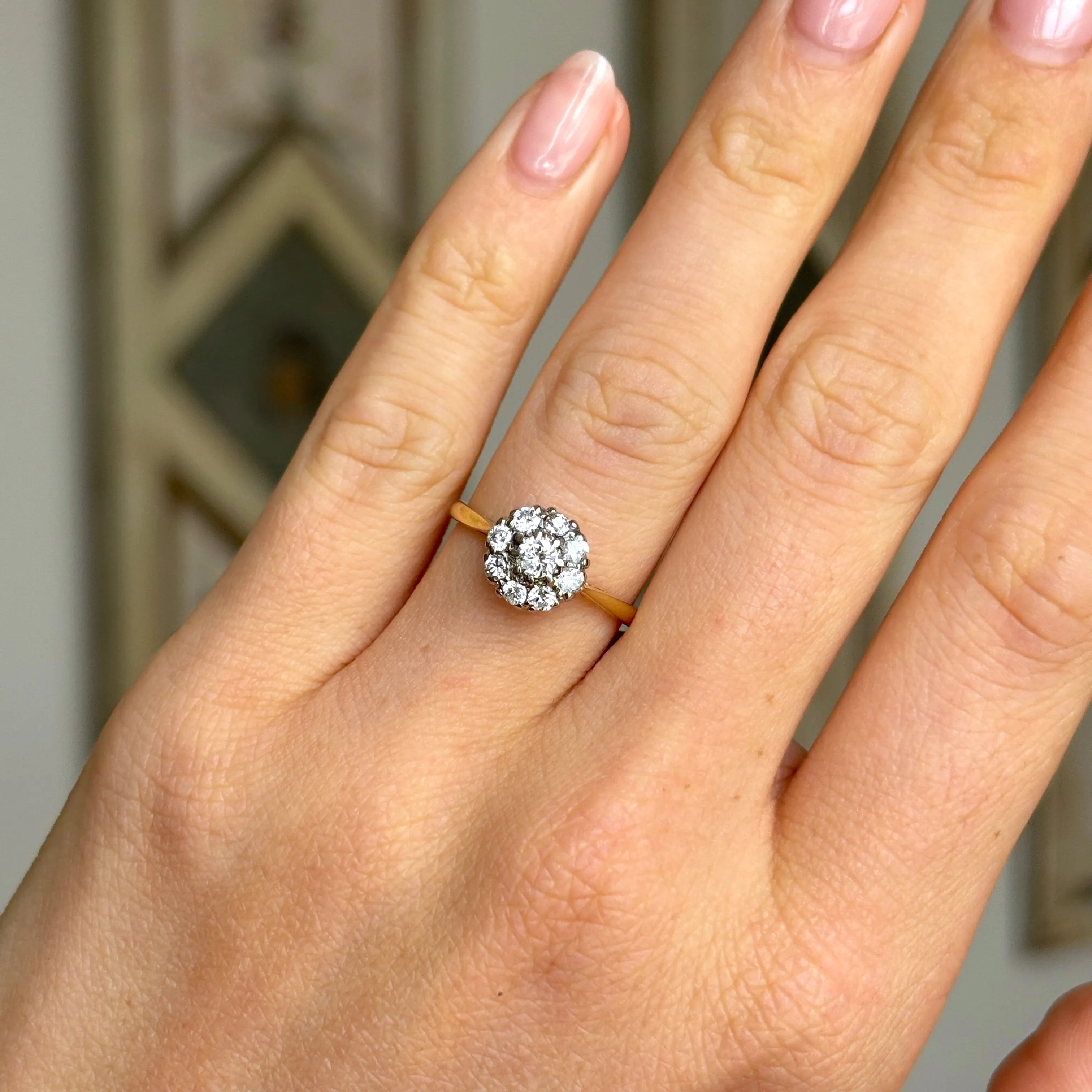 Vintage diamond cluster engagement ring