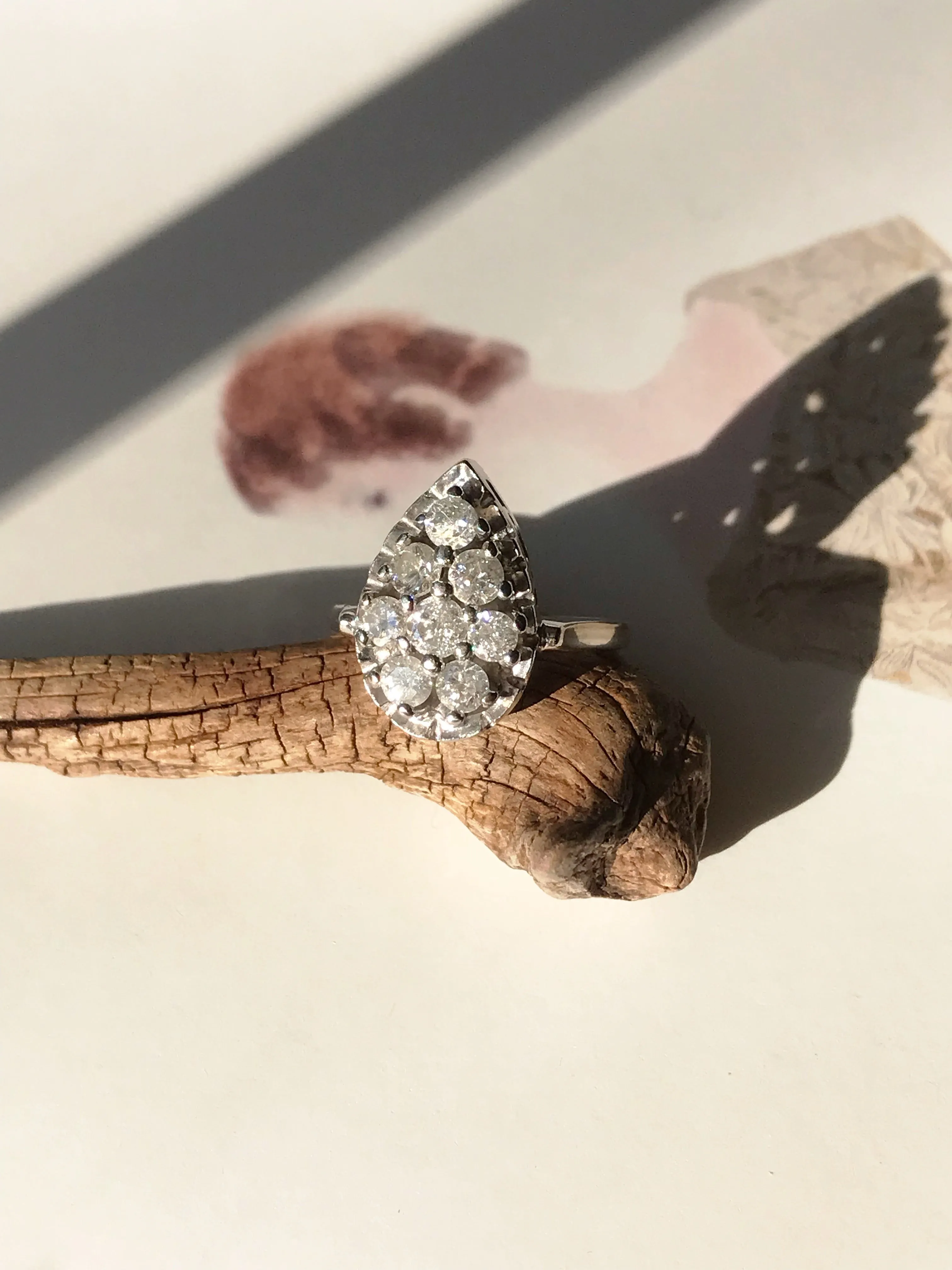 Vintage Diamond Teardrop Ring