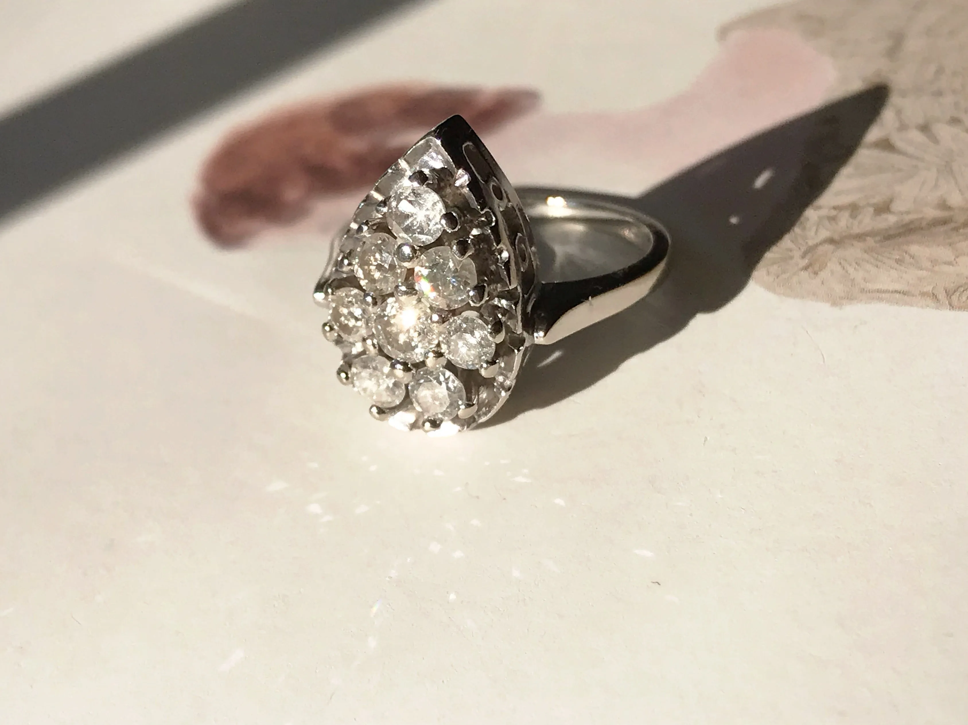 Vintage Diamond Teardrop Ring