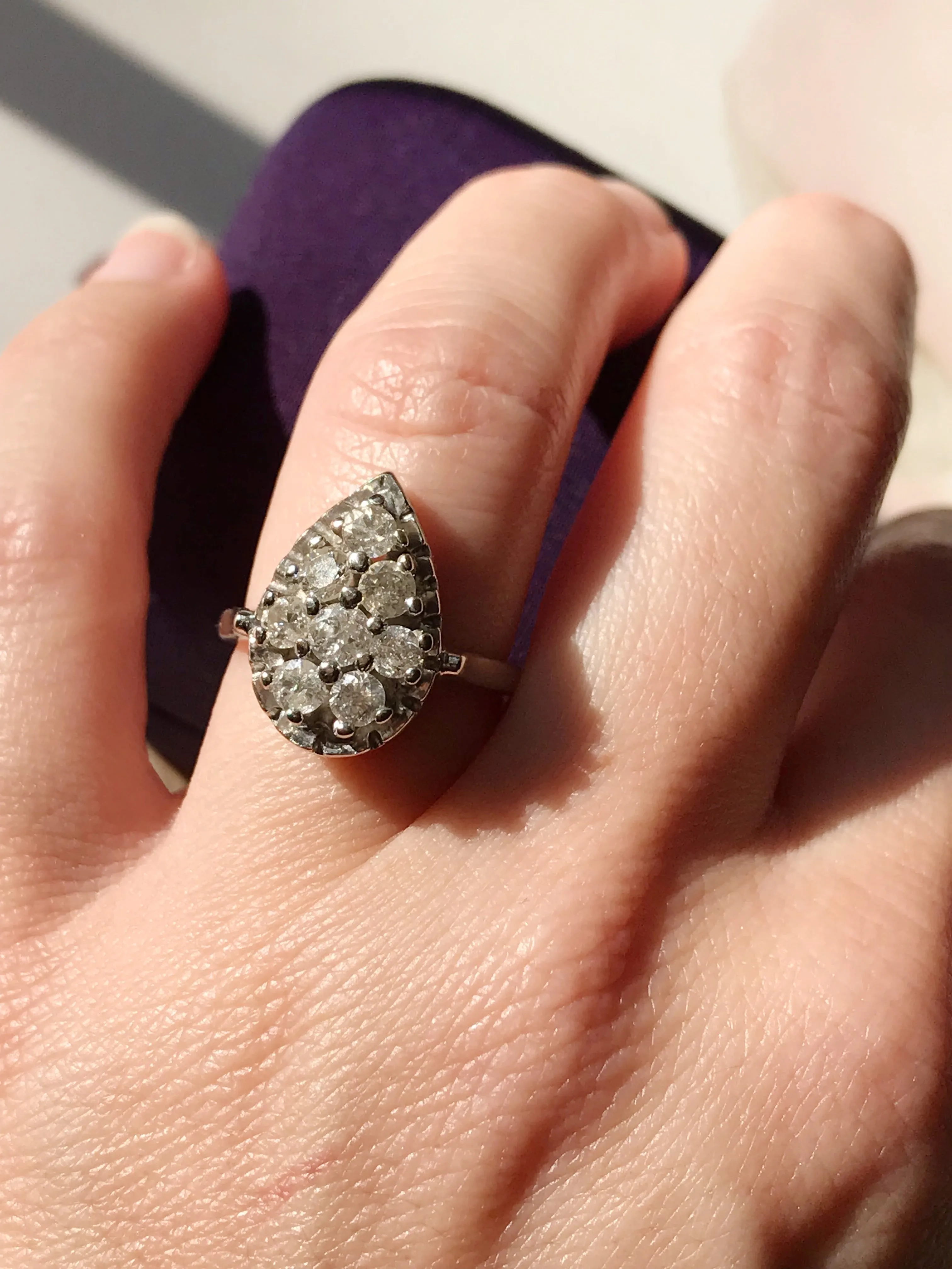 Vintage Diamond Teardrop Ring