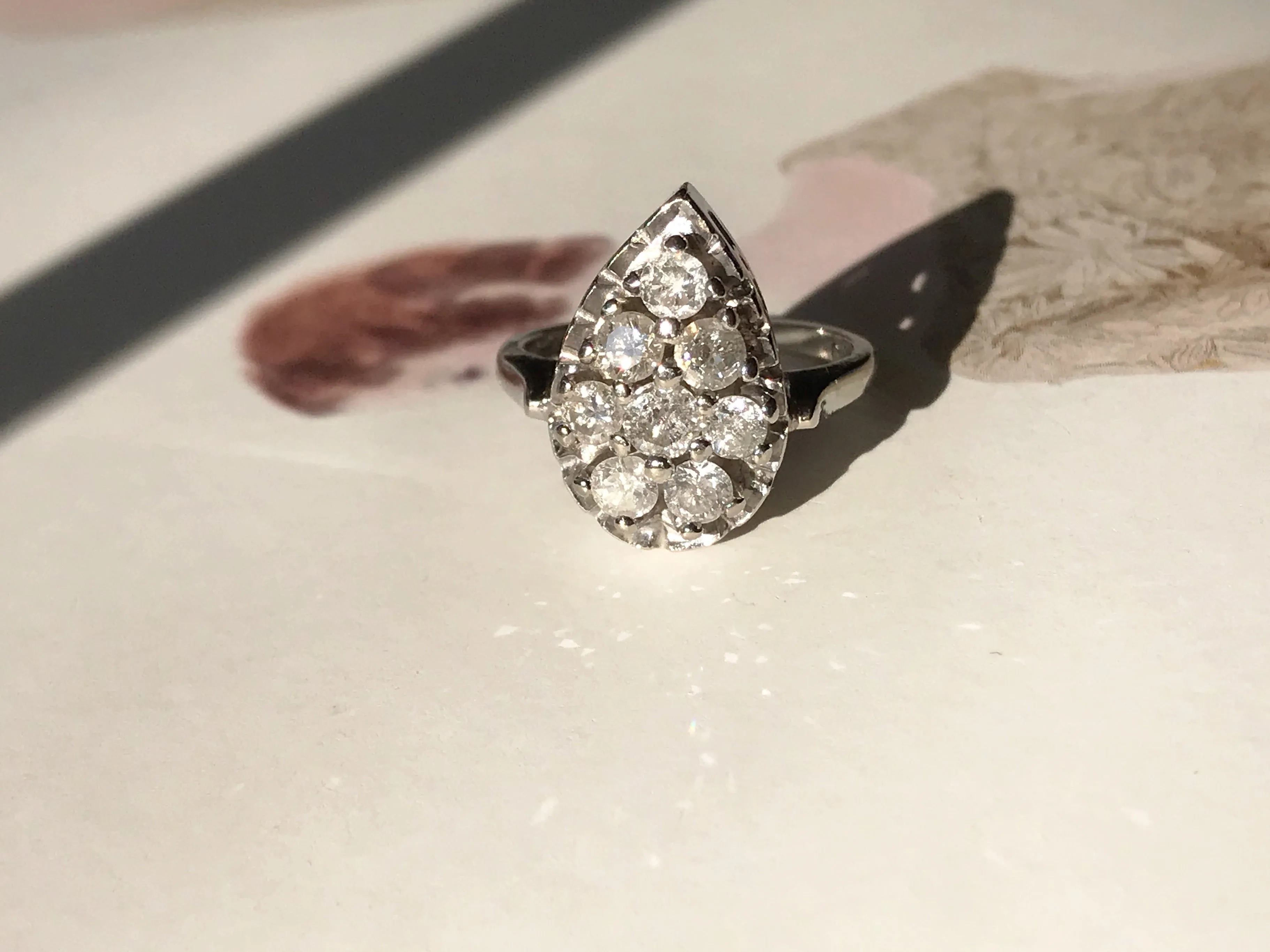 Vintage Diamond Teardrop Ring