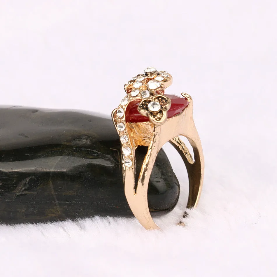 Vintage Jewelry Black Ring For Women 18K Gold Mosaic Crystal Bohemia Wedding Rings