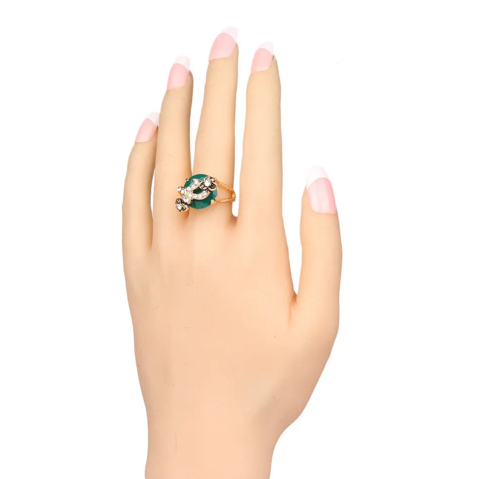 Vintage Jewelry Black Ring For Women 18K Gold Mosaic Crystal Bohemia Wedding Rings