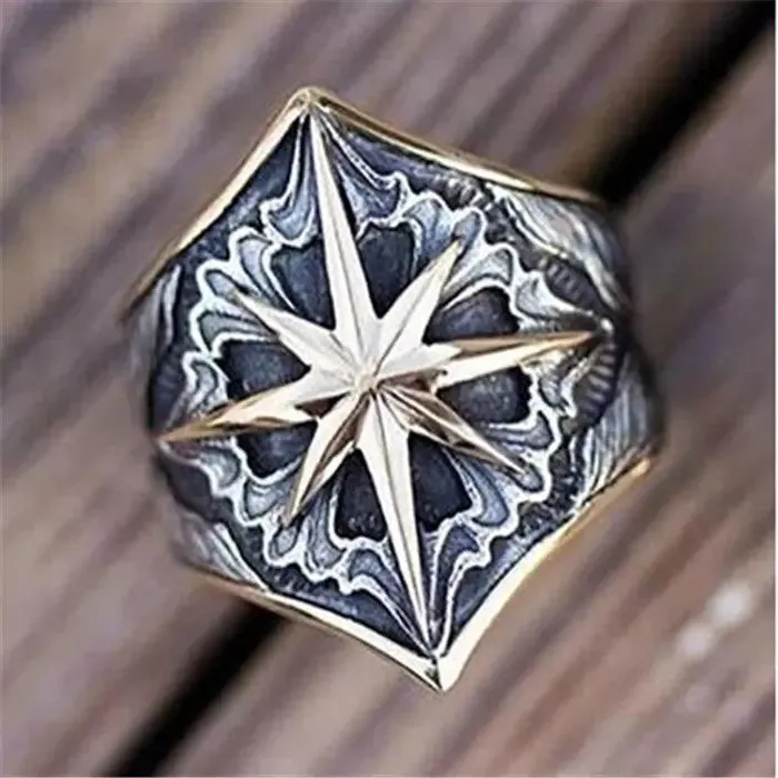 Vintage Men's Dual-Tone Glyph Rings