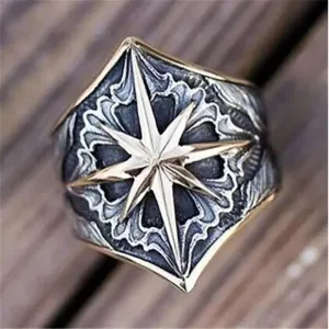 Vintage Men's Dual-Tone Glyph Rings