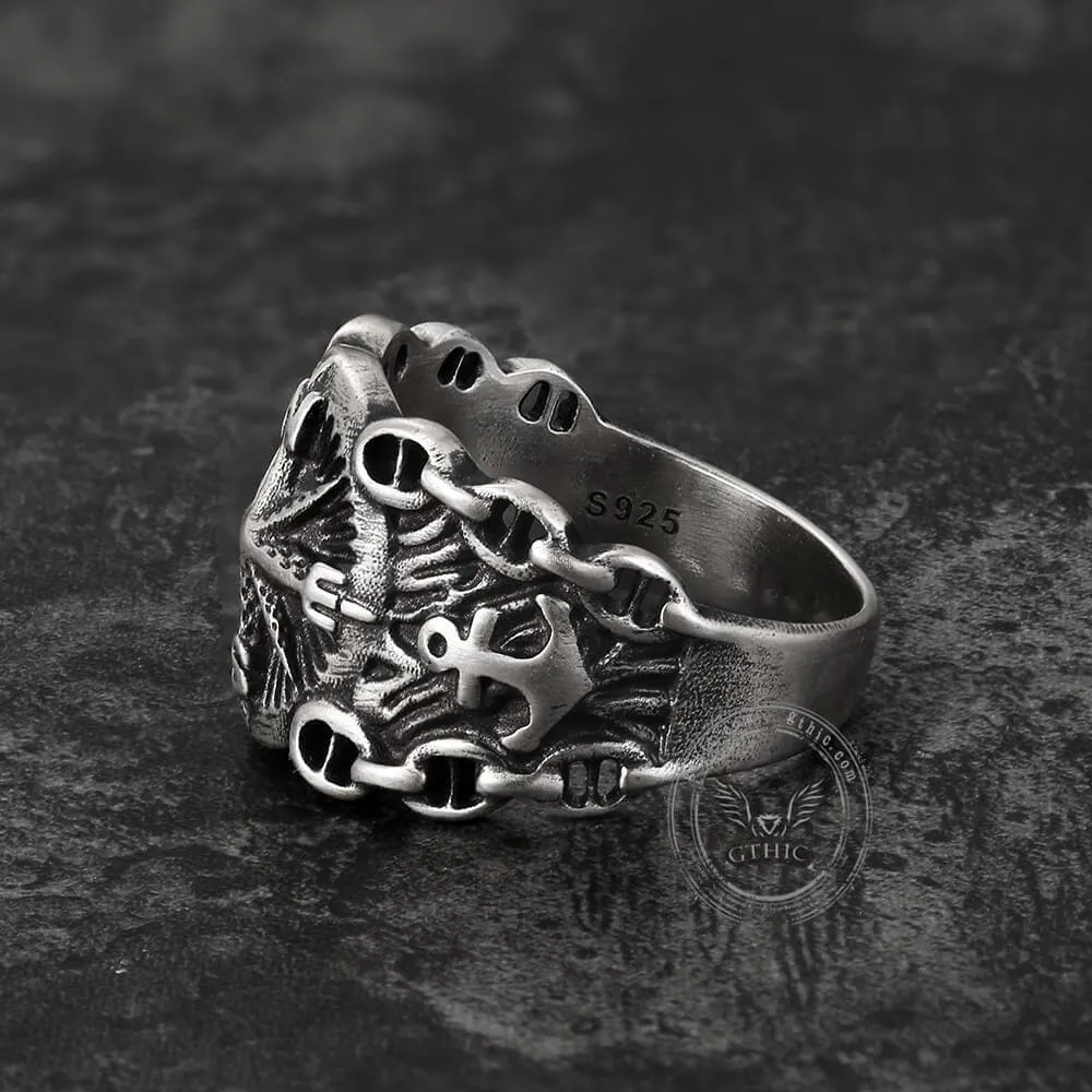 Vintage Northern Pirate Compass Sterling Silver Marine Ring
