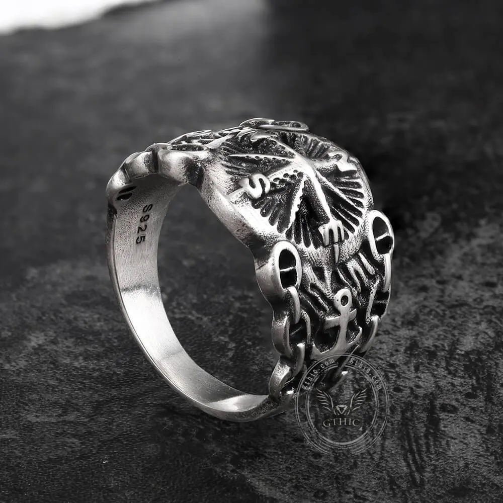 Vintage Northern Pirate Compass Sterling Silver Marine Ring