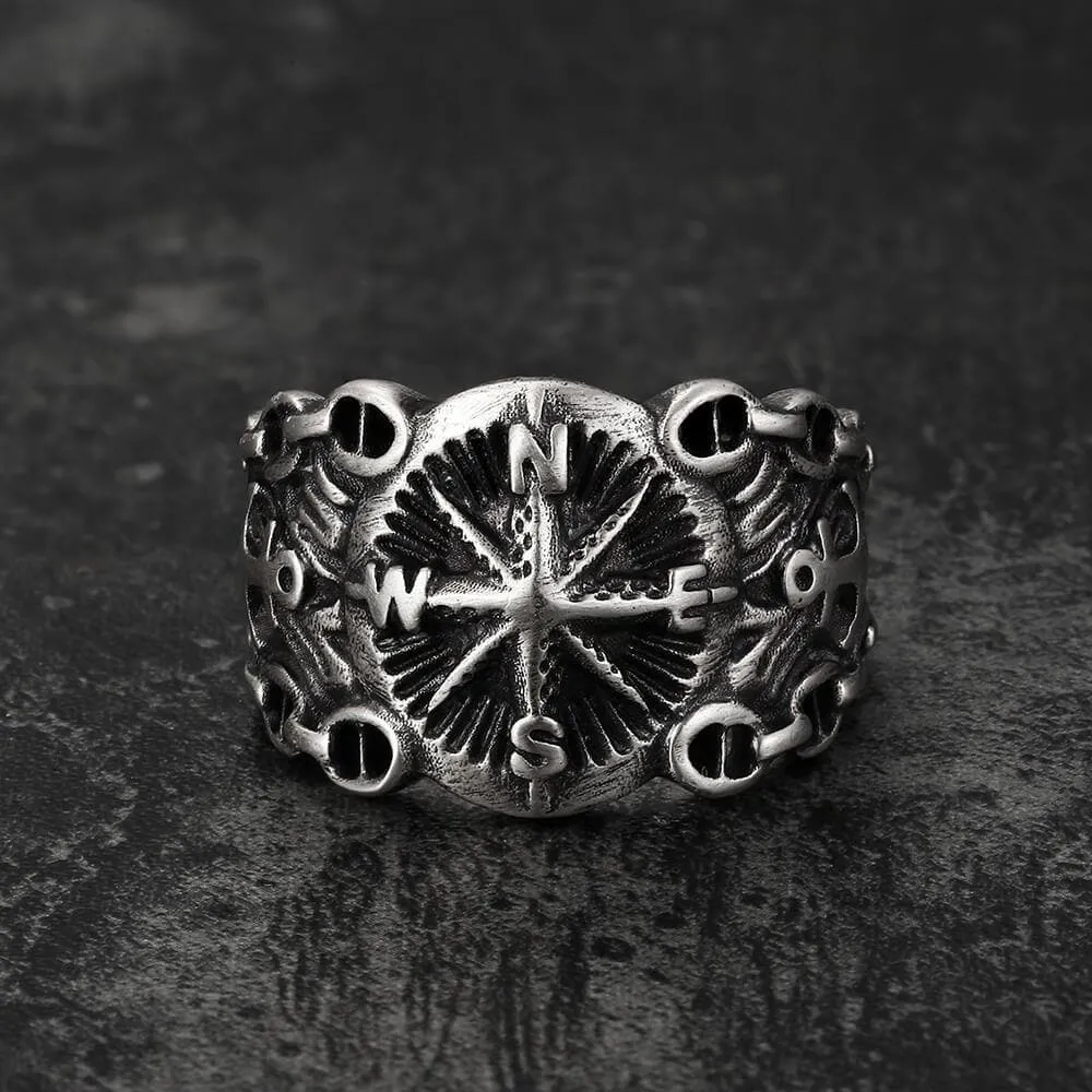 Vintage Northern Pirate Compass Sterling Silver Marine Ring