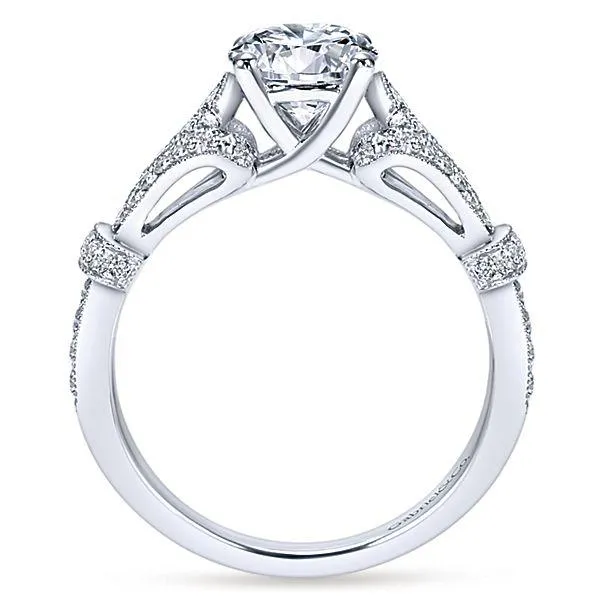 Vintage Pave V-Shank Diamond Ring 14K White Gold 385A