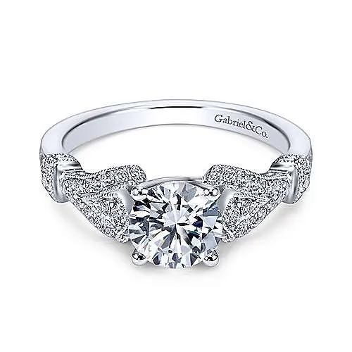 Vintage Pave V-Shank Diamond Ring 14K White Gold 385A