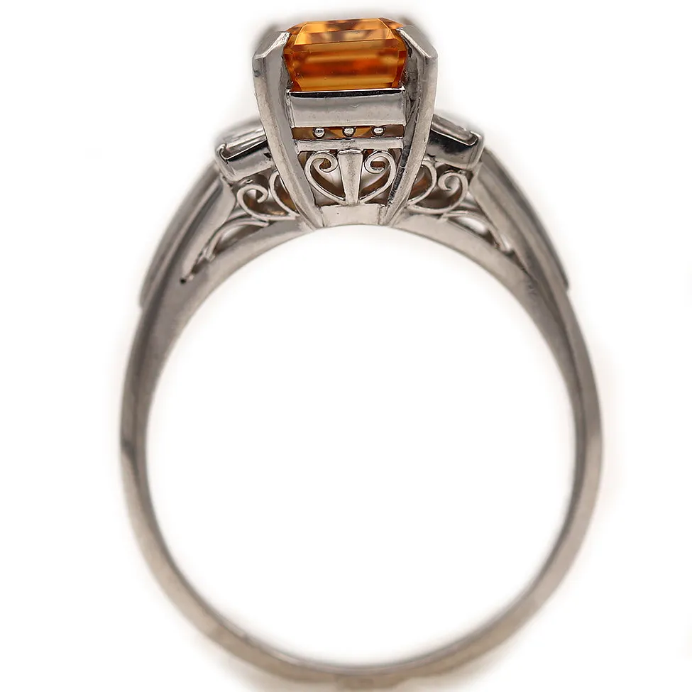 Vintage Rectangular Cut Topaz Engagement Ring 2.50 Ct 1970s