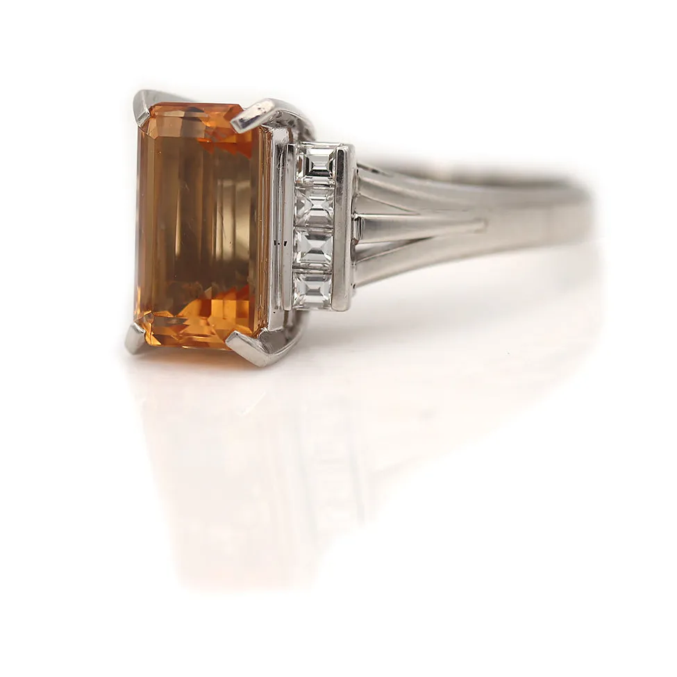 Vintage Rectangular Cut Topaz Engagement Ring 2.50 Ct 1970s