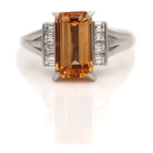 Vintage Rectangular Cut Topaz Engagement Ring 2.50 Ct 1970s