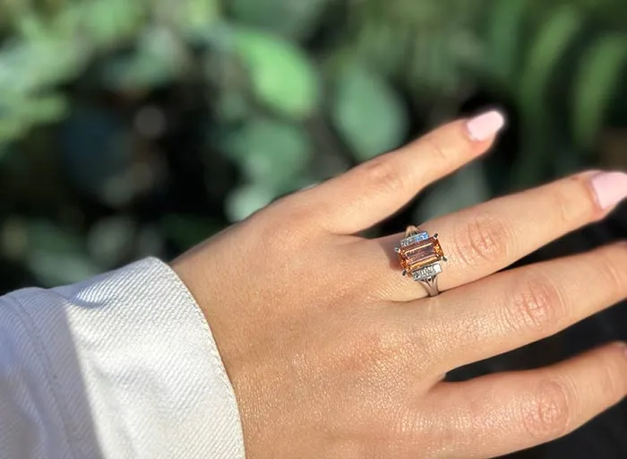 Vintage Rectangular Cut Topaz Engagement Ring 2.50 Ct 1970s