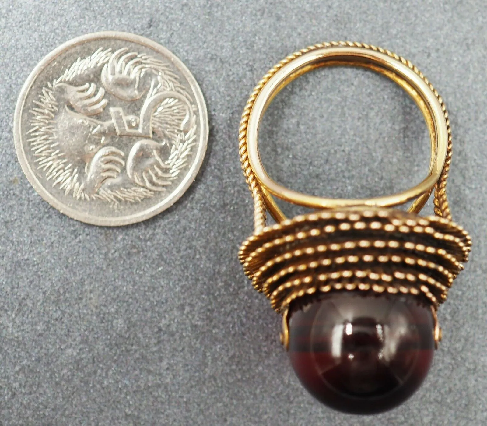 Vintage Red Paste 14ct Yellow Gold Ring