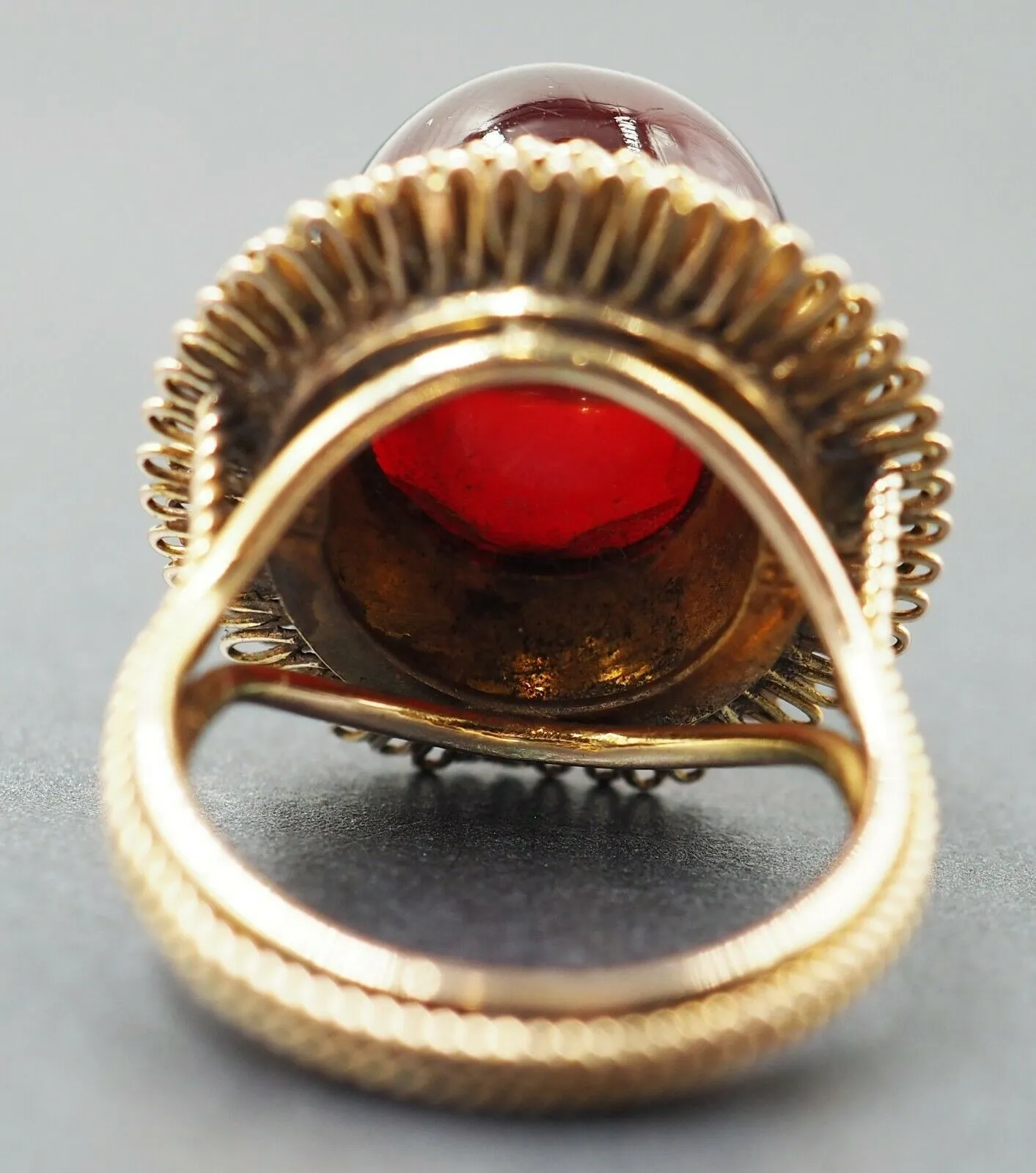 Vintage Red Paste 14ct Yellow Gold Ring