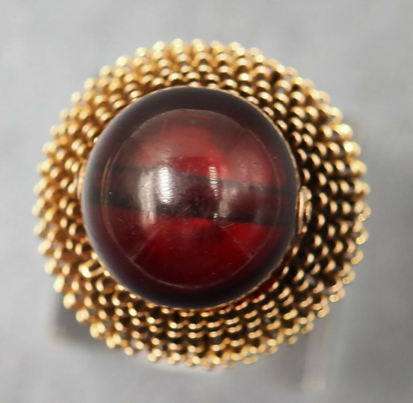 Vintage Red Paste 14ct Yellow Gold Ring