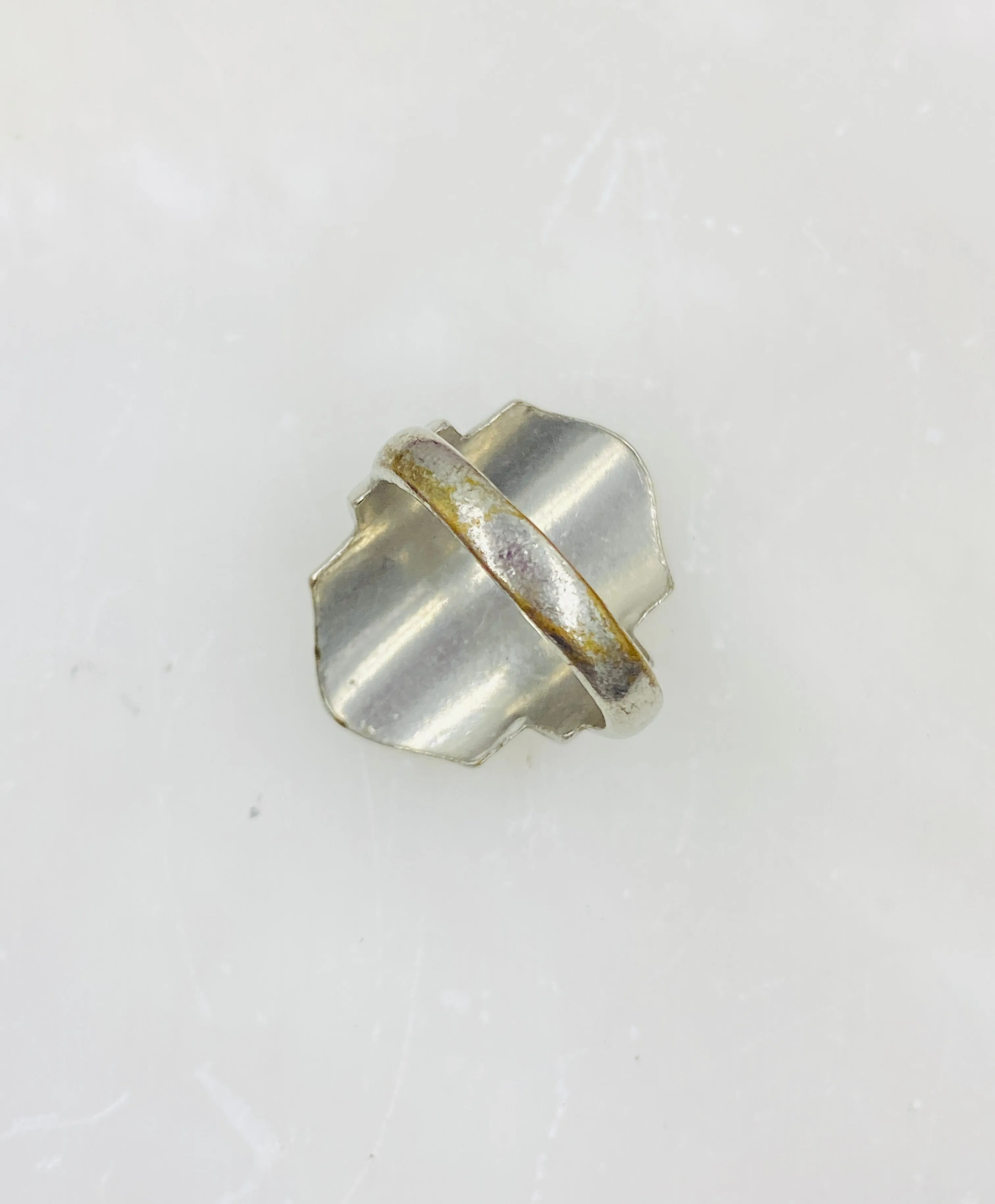 Vintage Silver Art Deco Enamel Signet Ring, Size 5