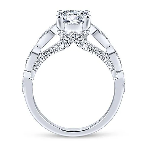 Vintage Station Round Diamond Ring .46 Cttw 14K White Gold 386A