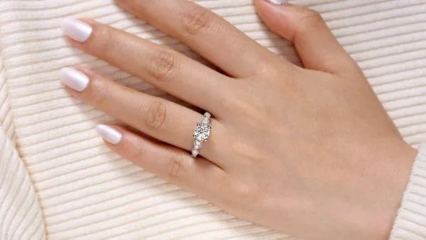 Vintage Station Round Diamond Ring .46 Cttw 14K White Gold 386A