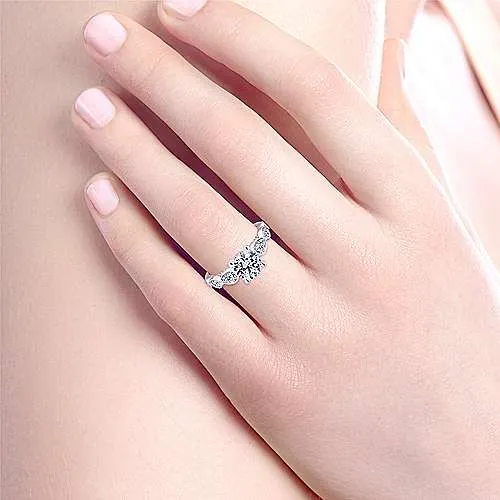 Vintage Station Round Diamond Ring .46 Cttw 14K White Gold 386A