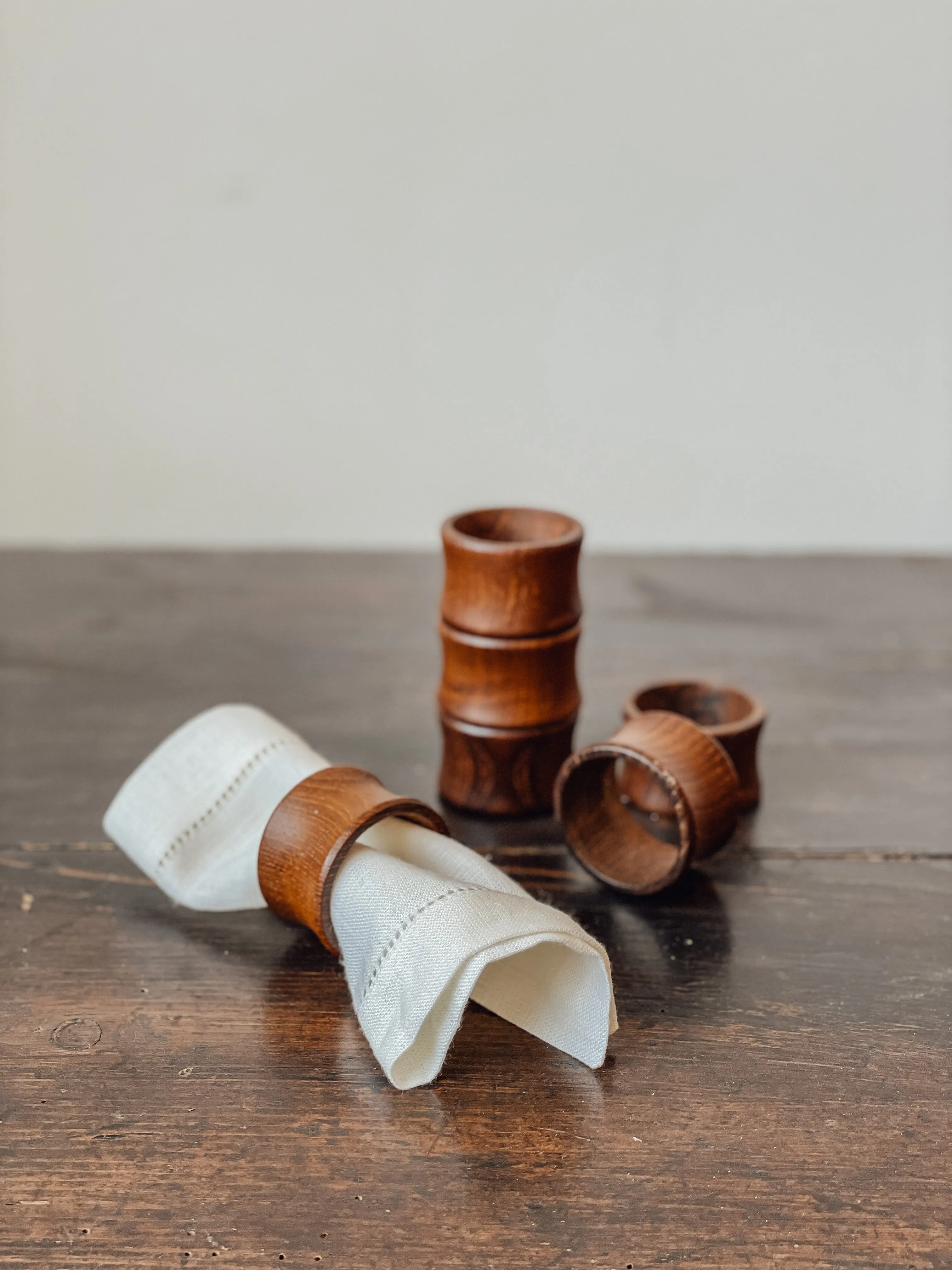 Vintage Teak Napkin Rings (Set of 6)