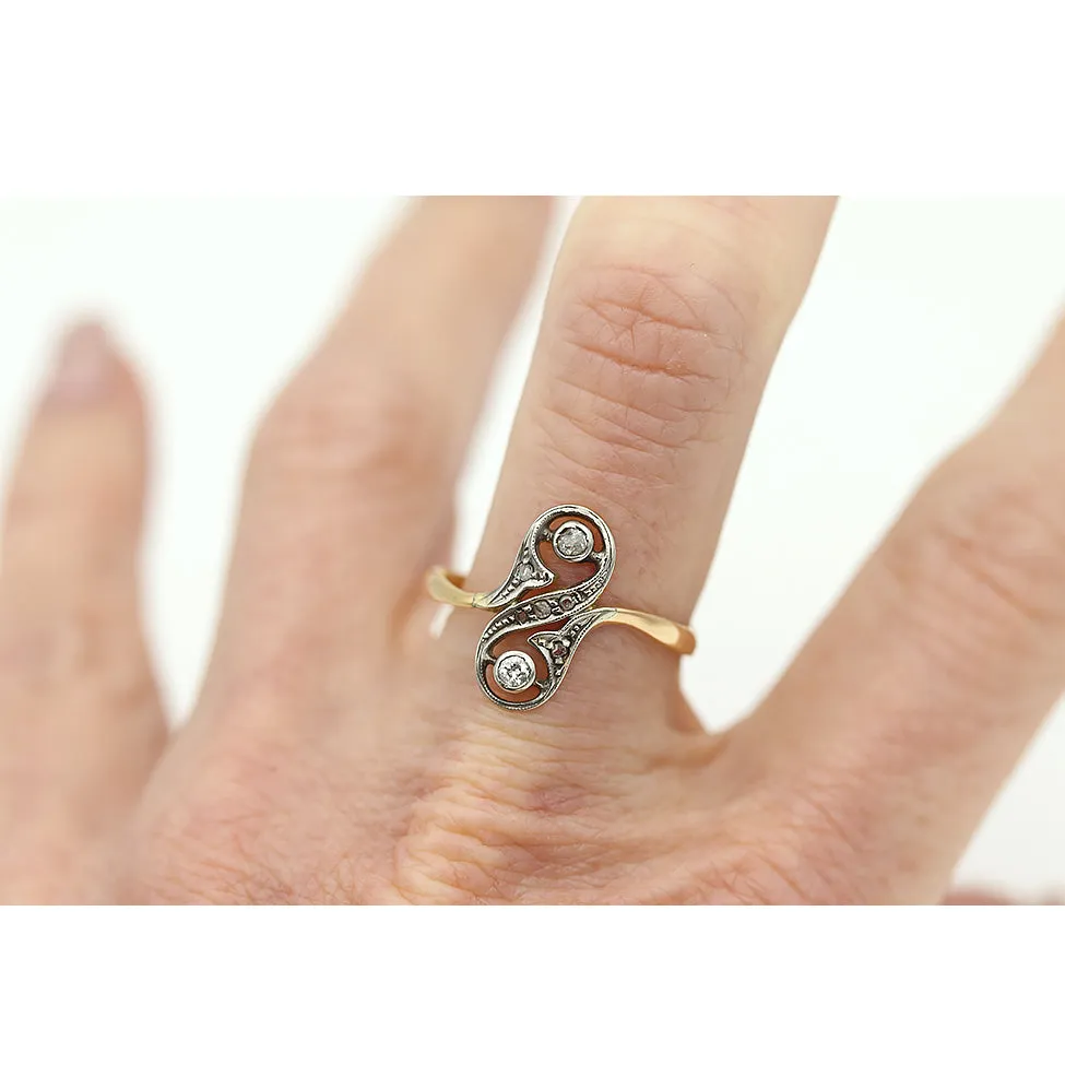 Vintage Toi Et Moi Rose Cut Diamond Dinner Ring