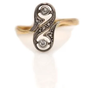 Vintage Toi Et Moi Rose Cut Diamond Dinner Ring