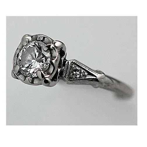 Vintage Transitional Cut Engagement Ring Circa 1950s