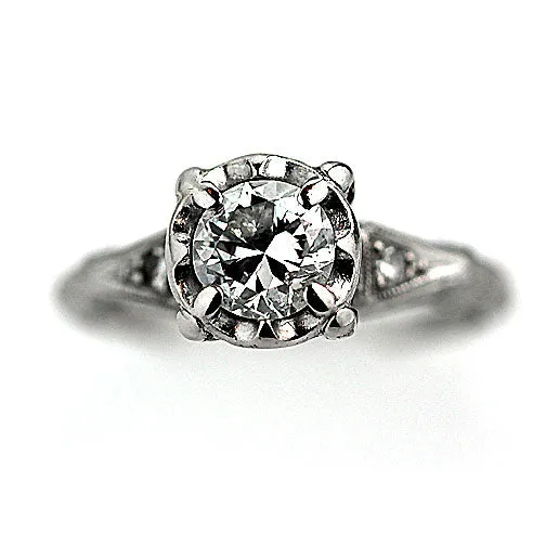 Vintage Transitional Cut Engagement Ring Circa 1950s