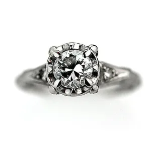 Vintage Transitional Cut Engagement Ring Circa 1950s
