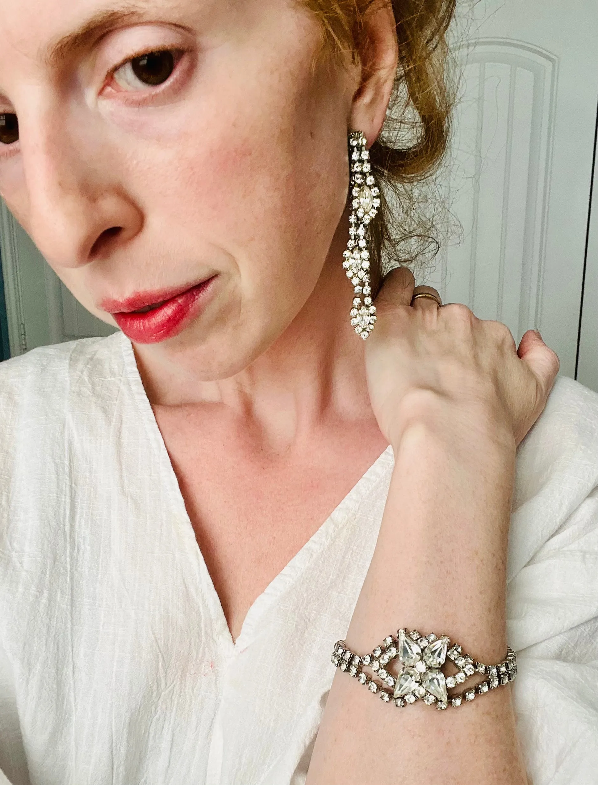 Vintage Triple Layer Rhinestone Sparkling Earrings