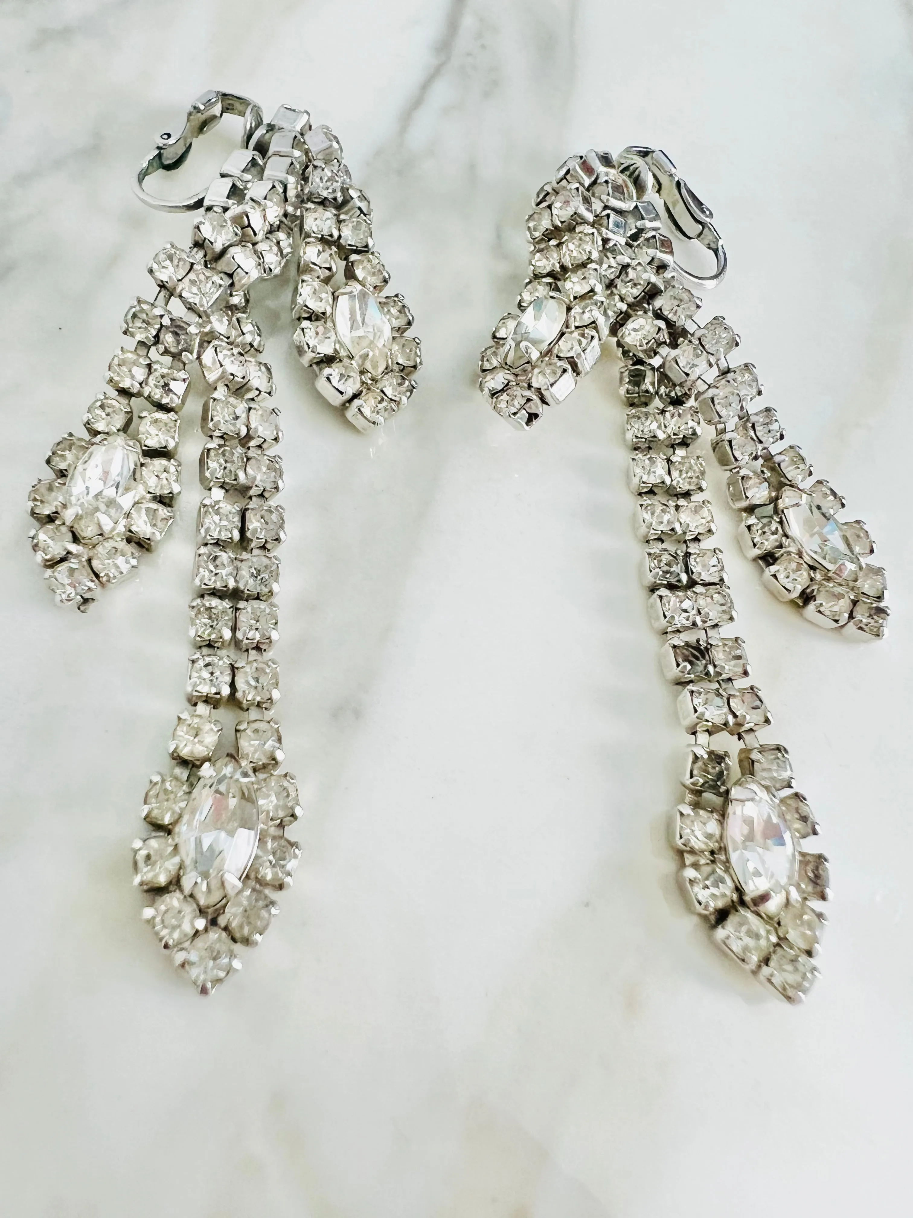 Vintage Triple Layer Rhinestone Sparkling Earrings
