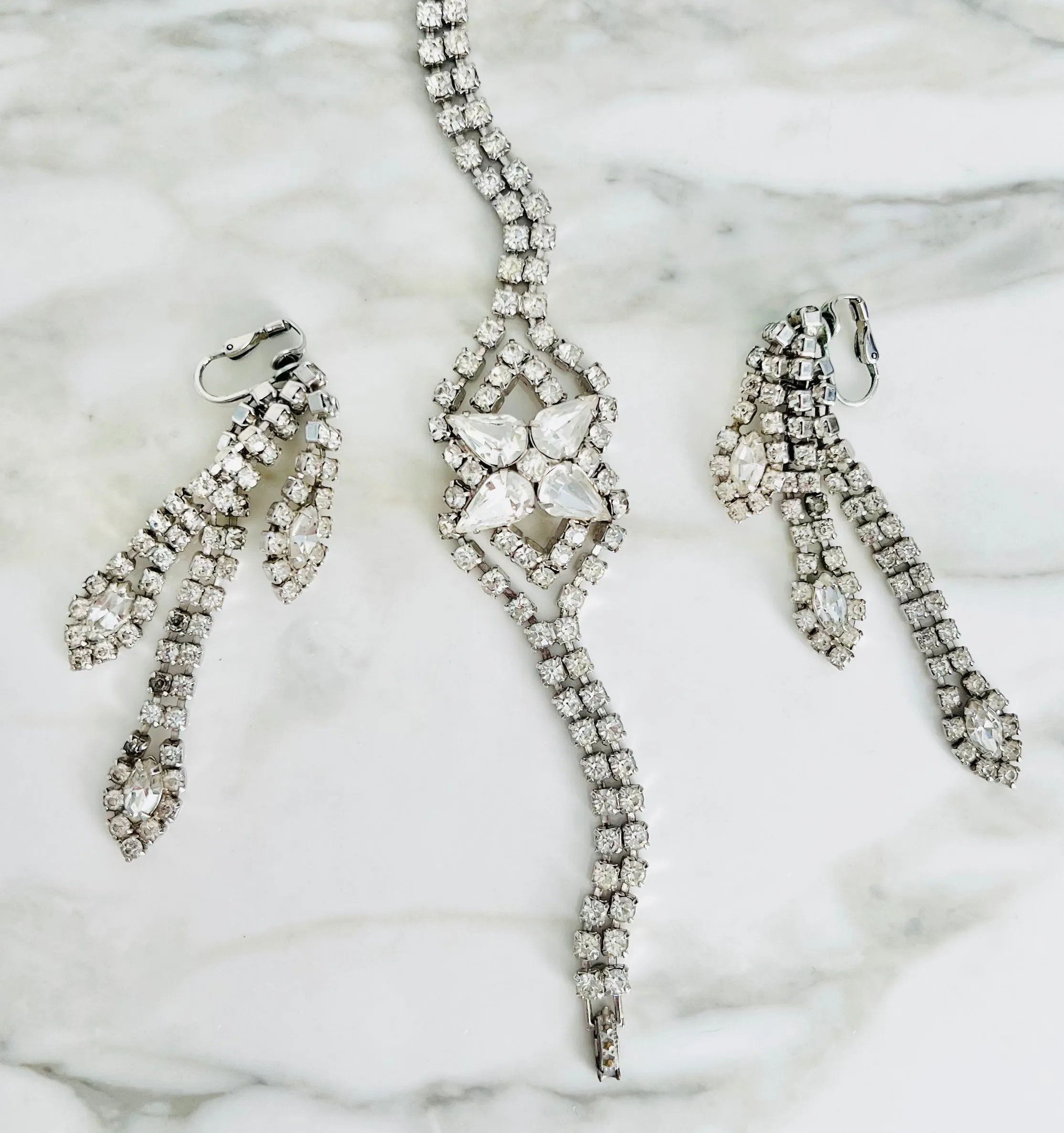 Vintage Triple Layer Rhinestone Sparkling Earrings