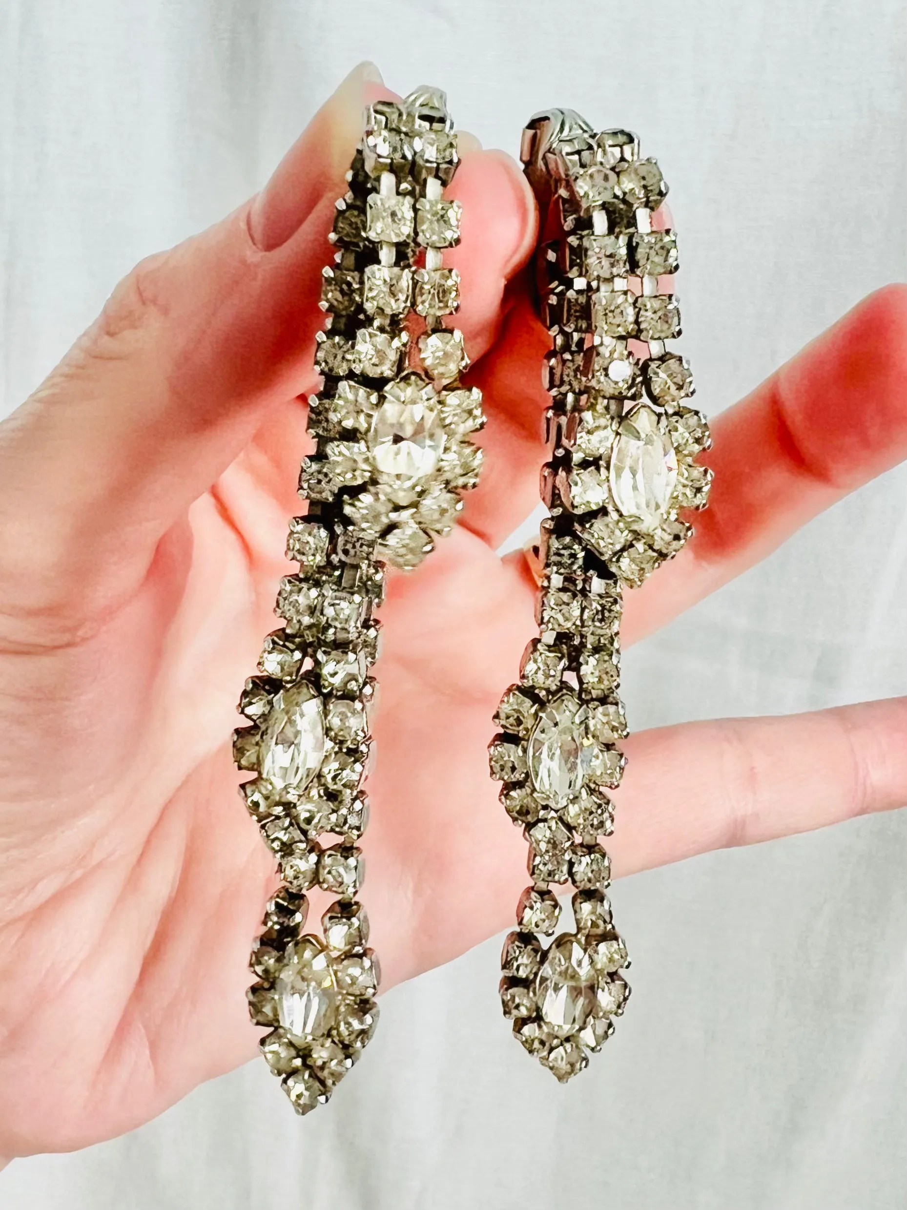 Vintage Triple Layer Rhinestone Sparkling Earrings