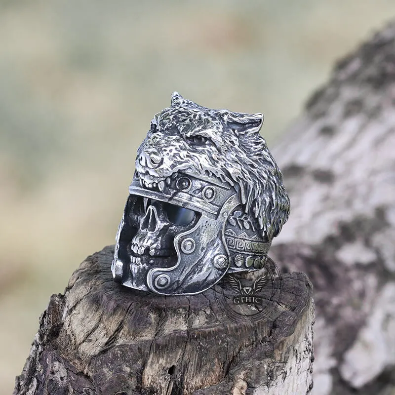 Vintage Warrior Wolf Head Stainless Steel Skull Ring