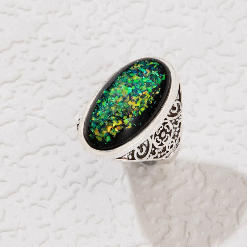 Wholesale Vintage Gemstone Alloy Rings Set of 8