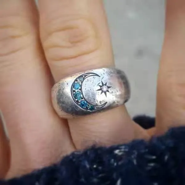 Wholesale Vintage Star Moon Rings Alloy